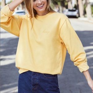 Brandy Melville/John Galt Yellow Honey Embroidered Crewneck Sweatshirt